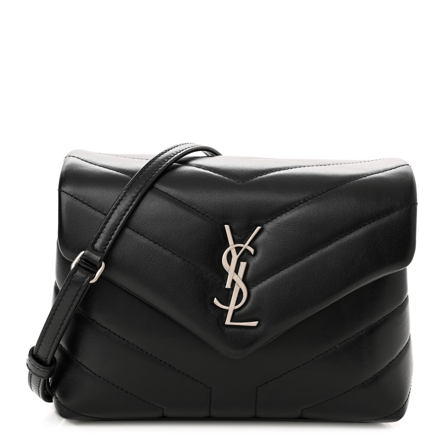 Saint Laurent Calfskin Y Quilted Monogram Toy Loulou Crossbody Bag Black 1 of 12