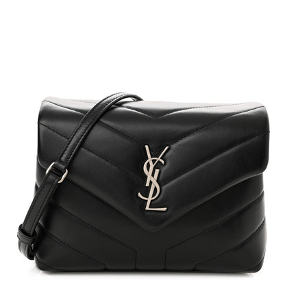 Saint Laurent Calfskin Y Quilted Monogram Toy Loulou Crossbody Bag Black 1 of 12