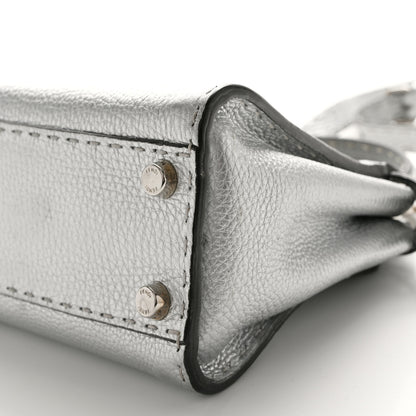 Fendi Cuoio Romano Lux Selleria Mini Peekaboo Iconic Satchel Argento 9 of 9