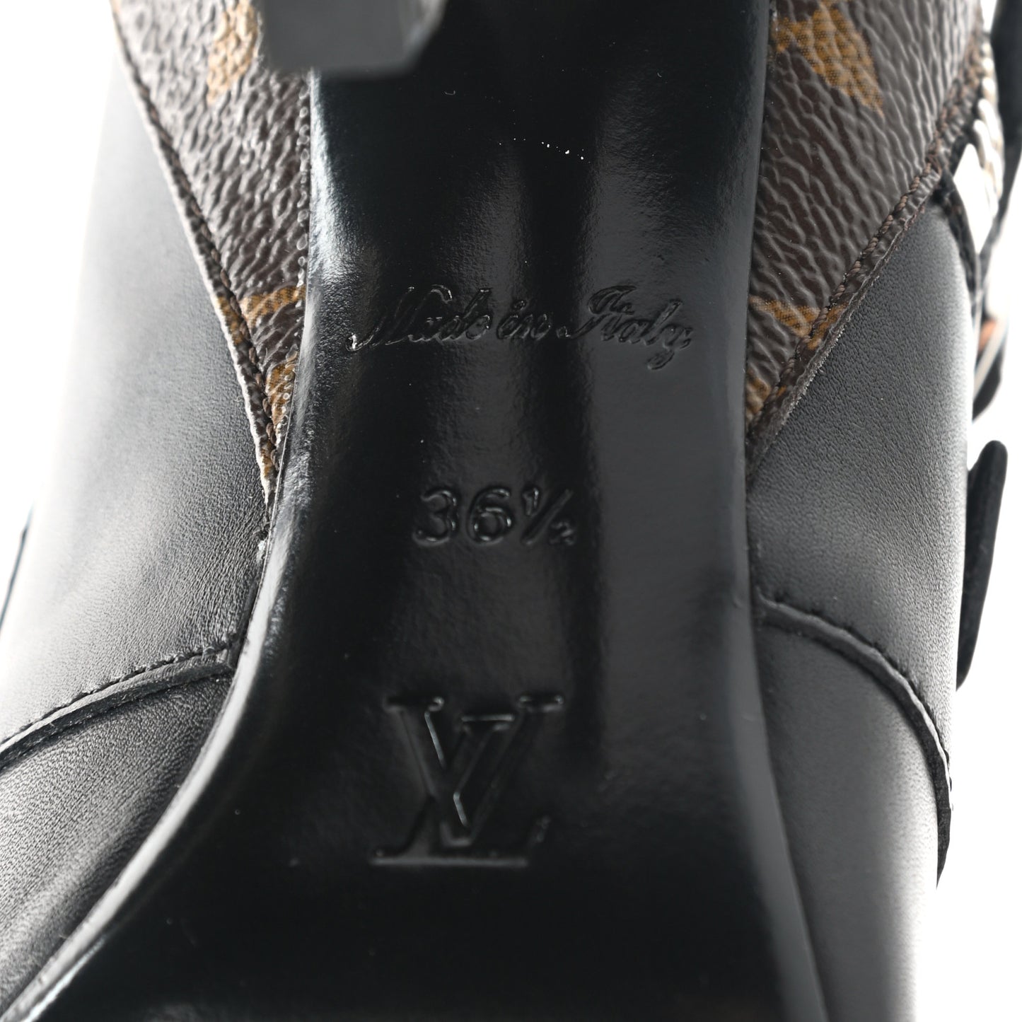 Calfskin Monogram Janet Ankle Boots 36.5 Black
