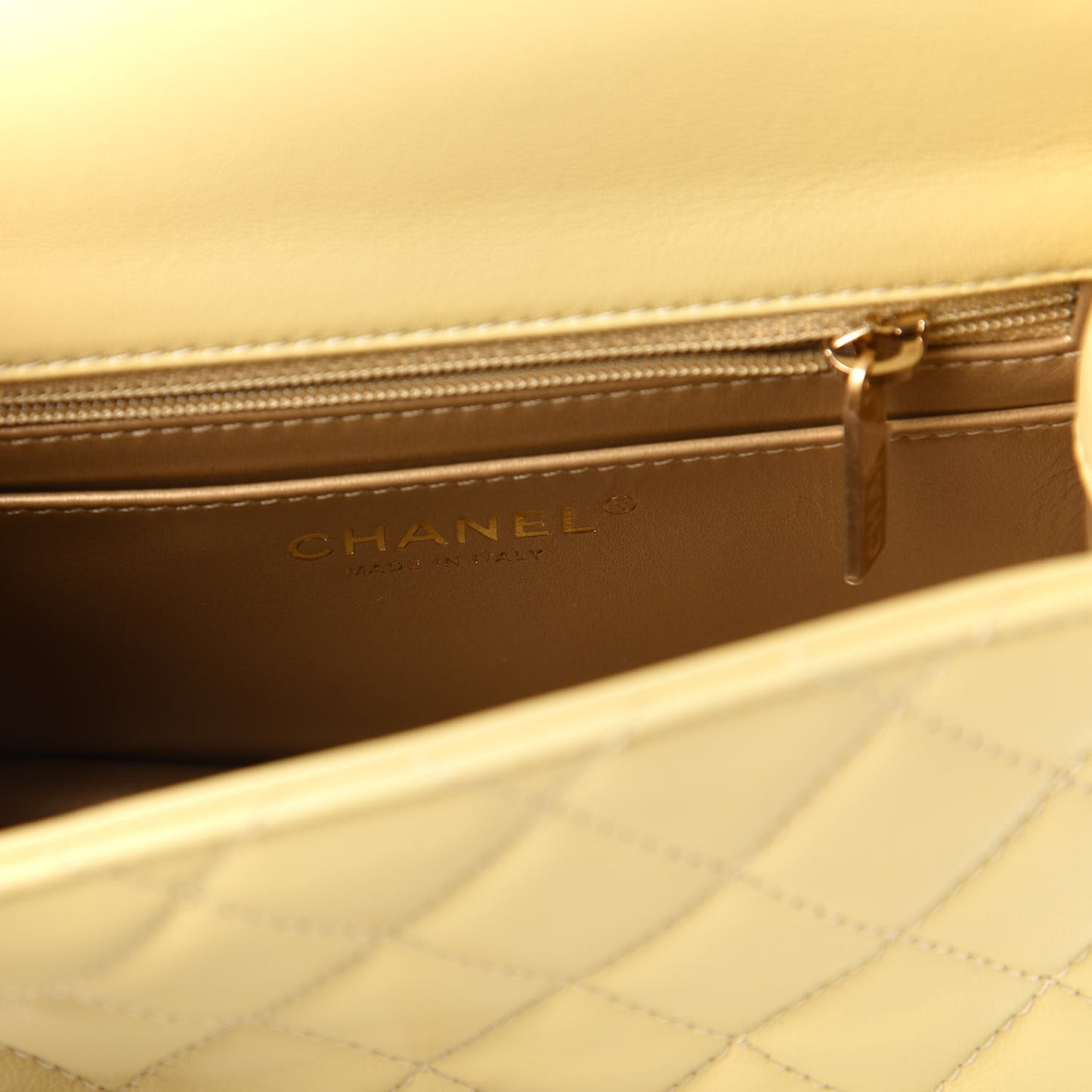 Lambskin Quilted Mini Pearl Crush Flap Yellow