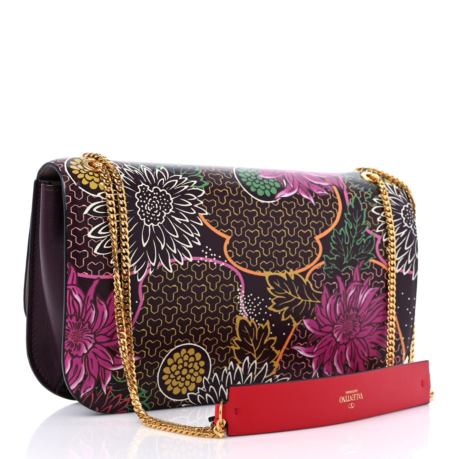 Valentino Garavani Smooth Calfskin Snakeskin Embossed Floral Print VLock Shoulder Bag Multicolor 3 of 9