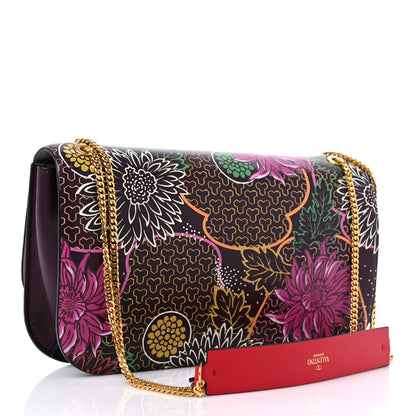 Valentino Garavani Smooth Calfskin Snakeskin Embossed Floral Print VLock Shoulder Bag Multicolor 3 of 9