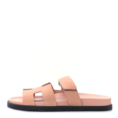 Hermes Suede Goatskin Womens Chypre Sandals 38 Nude 1 of 9