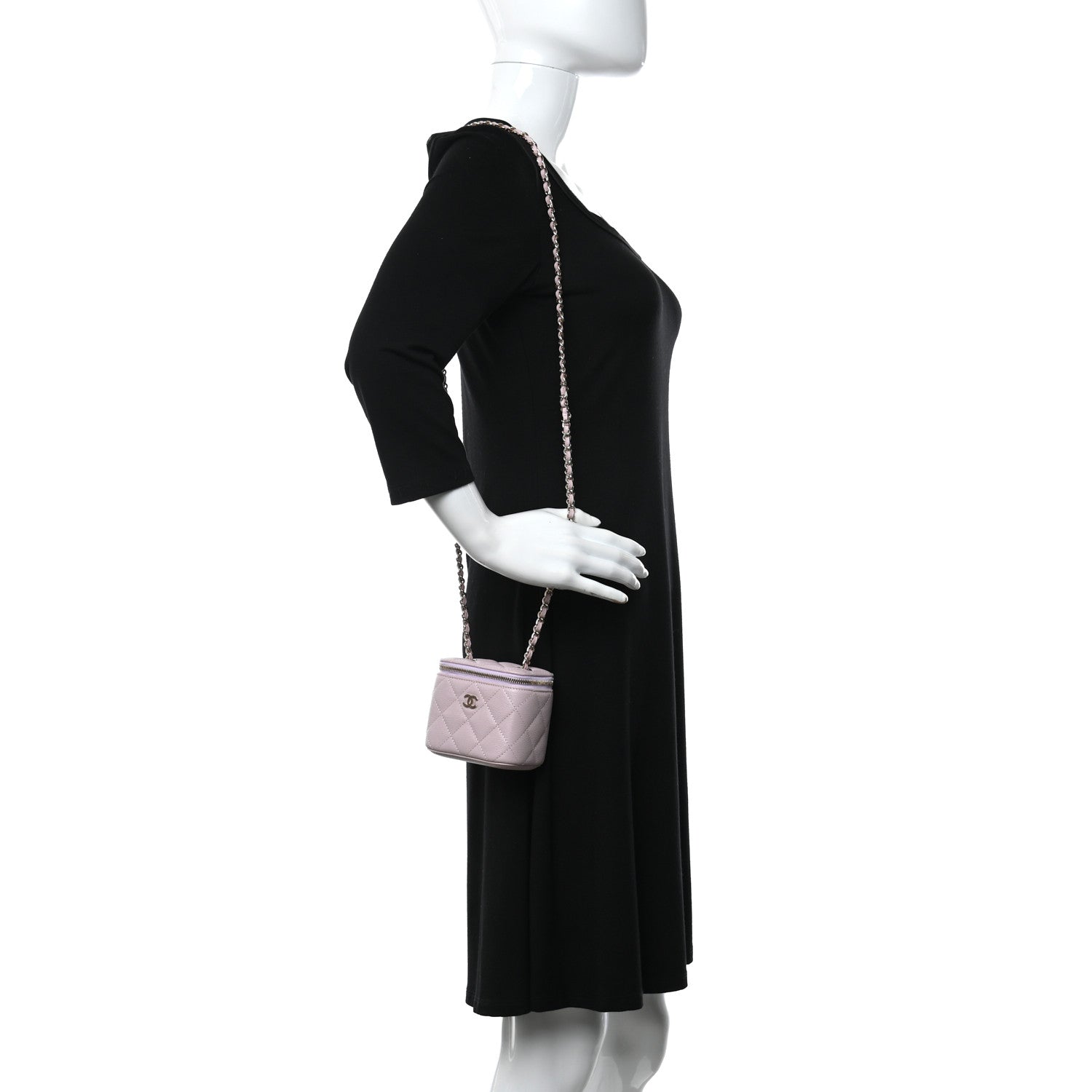 Chanel Caviar Quilted Mini Vanity Case With Chain Light Pink 2 of 9