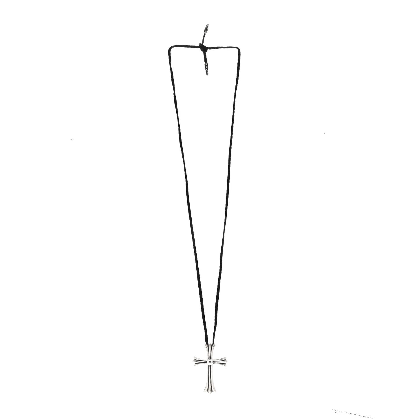 Sterling Silver Large Cross Pendant Cord Necklace