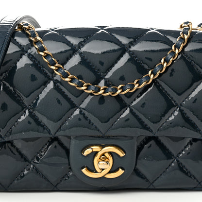 Chanel Patent Goatskin Quilted Small CC Eyelet Flap Blue 7 of 9
