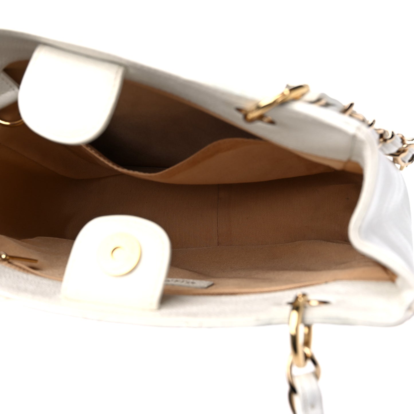 Caviar Quilted Petit Shopping Tote PST White