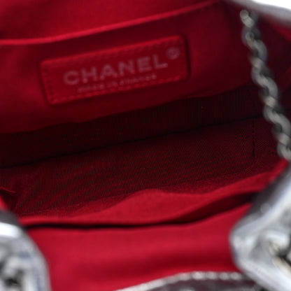 Chanel Metallic Aged Calfskin Quilted Small Gabrielle Bucket Silver 5 of 9