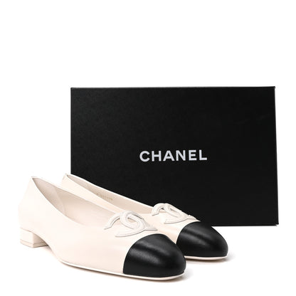 Chanel Goatskin CC Ballet Flats 39.5 White Black 10 of 10