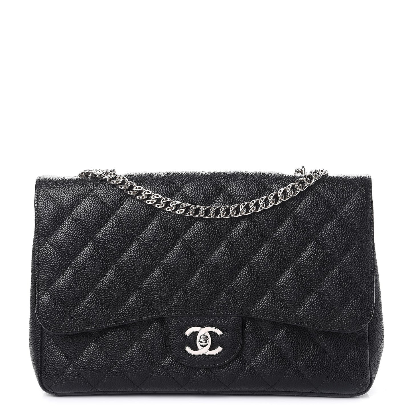 Caviar Quilted Jumbo Single Flap Bijoux Chain Black