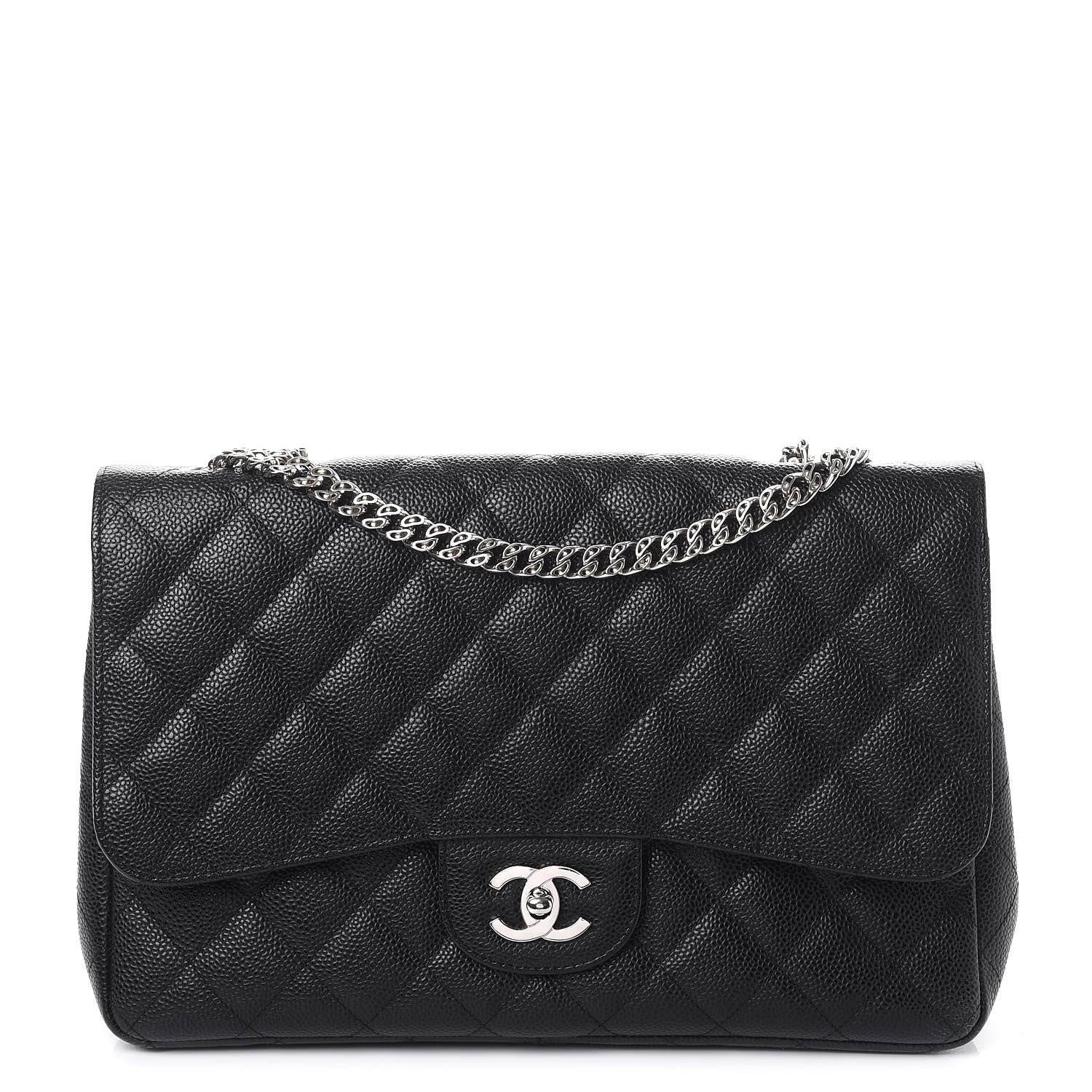 Chanel Caviar Quilted Jumbo Single Flap Bijoux Chain Black 1 of 9