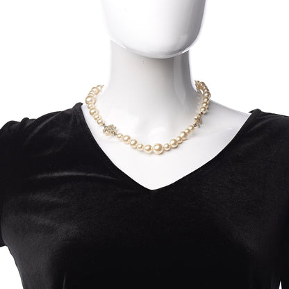 Chanel Crystal Pearl CC Short Necklace Gold 2 of 3