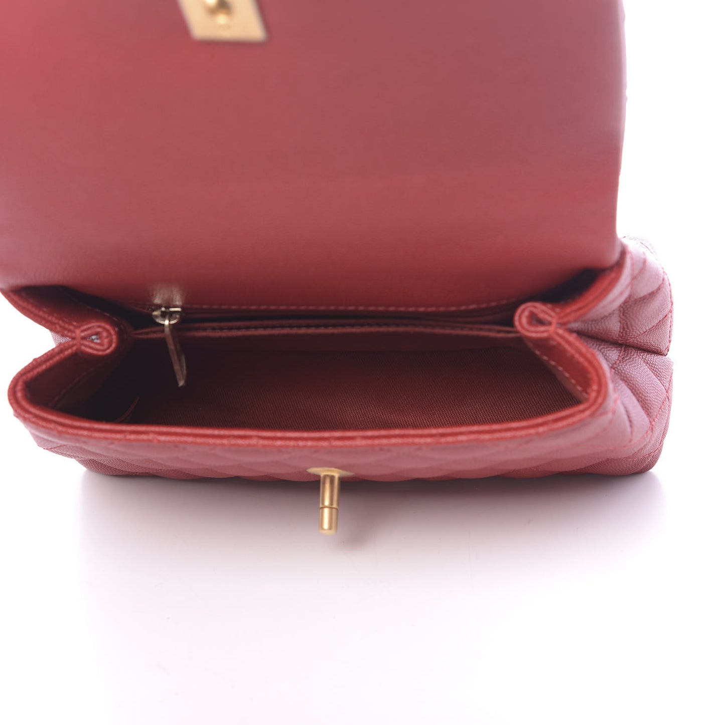 Caviar Quilted Mini Coco Handle Flap Dark Red