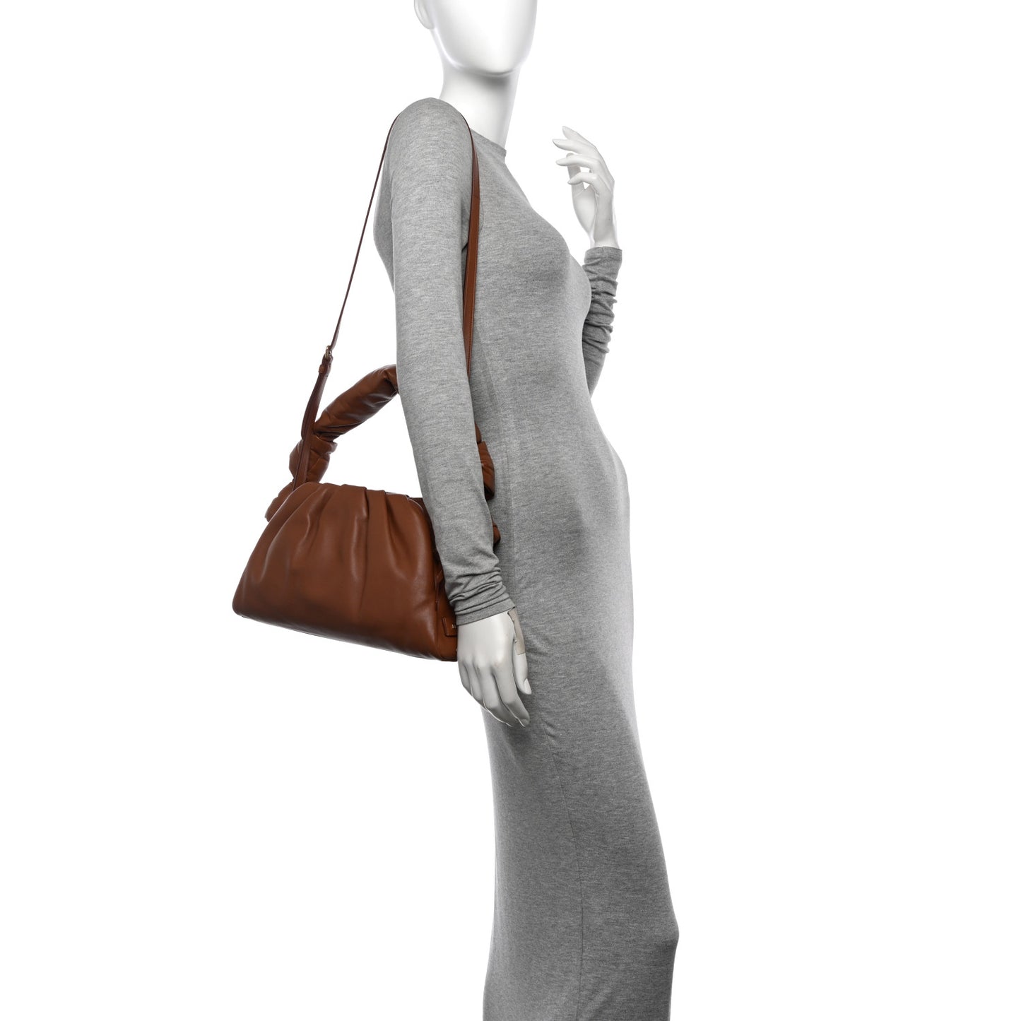 Nappa Knot Top Handle Shoulder Bag Cognac