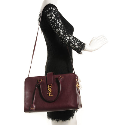 Saint Laurent Smooth Calfskin Medium Cabas Monogram Bordeaux 2 of 9