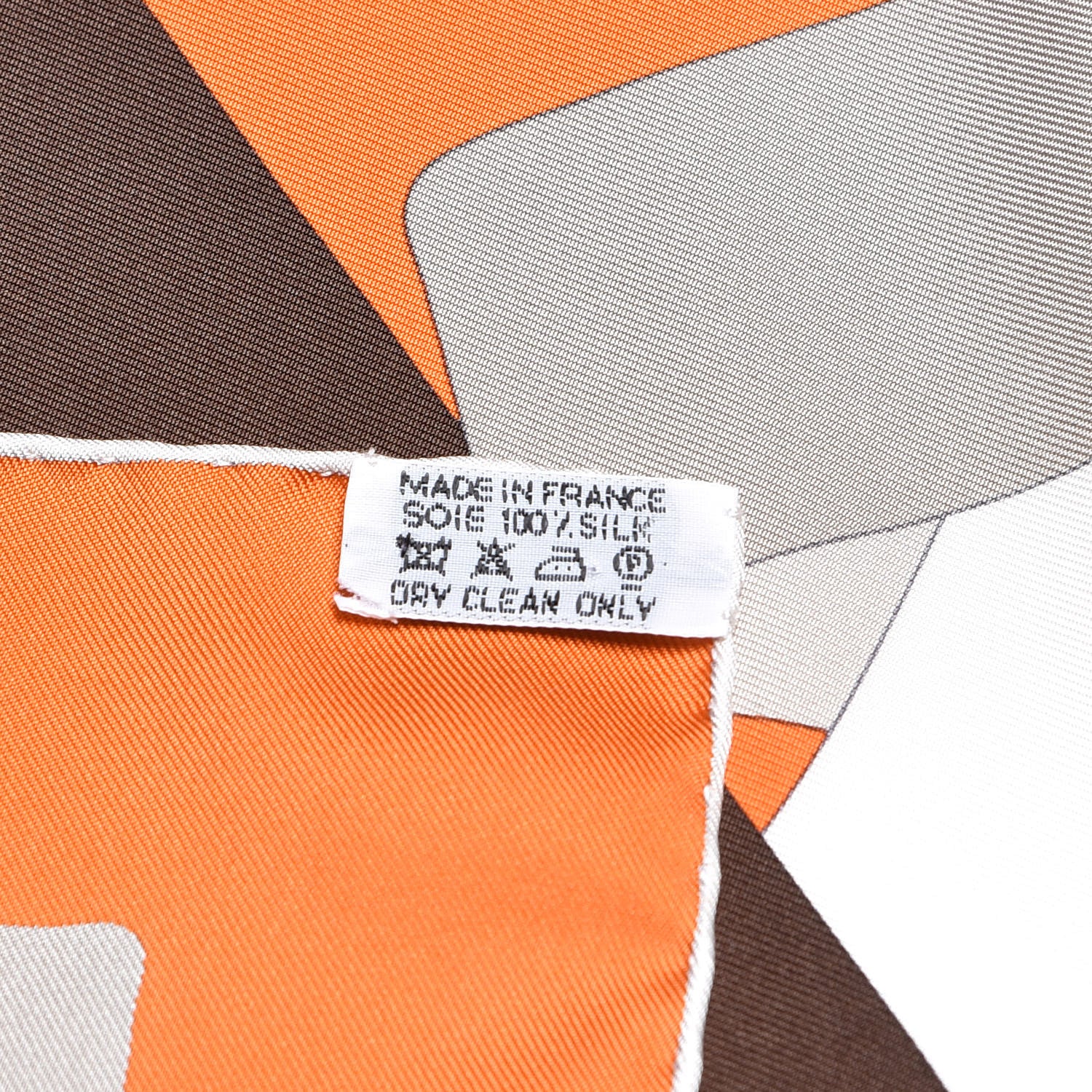Hermes Silk En Duo Scarf 90 Orange Blanc Sepia 5 of 5