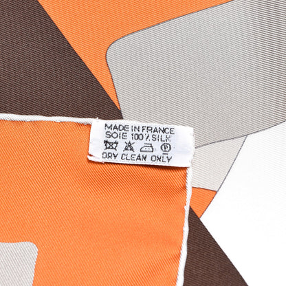 Hermes Silk En Duo Scarf 90 Orange Blanc Sepia 5 of 5
