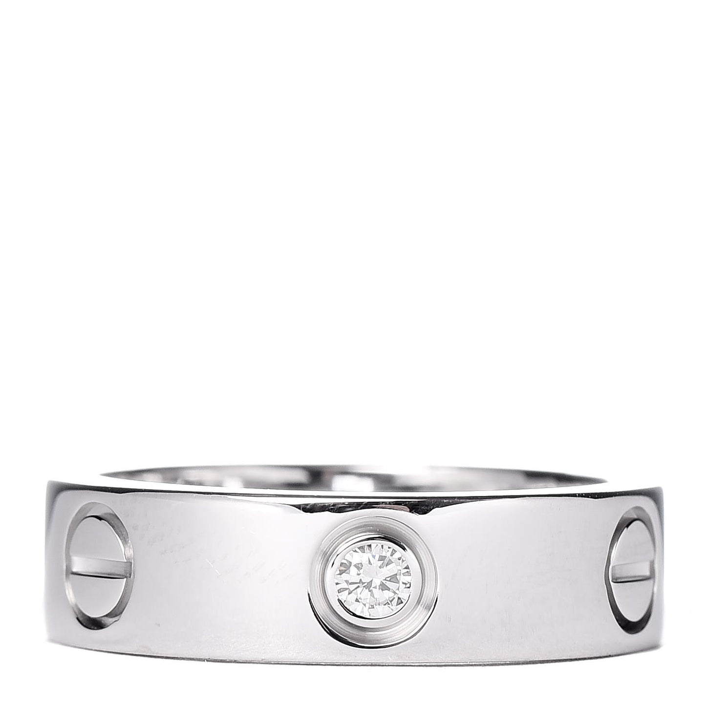 18K White Gold 3 Diamond 5.5mm LOVE Ring 53 6.5