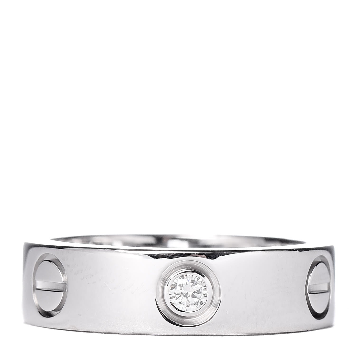 Cartier 18K White Gold 3 Diamond 5.5mm LOVE Ring 53 6.5 1 of 5