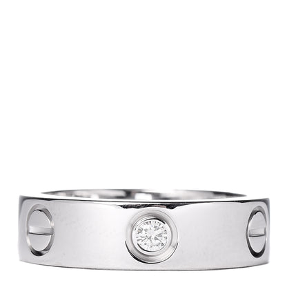 Cartier 18K White Gold 3 Diamond 5.5mm LOVE Ring 53 6.5 1 of 5