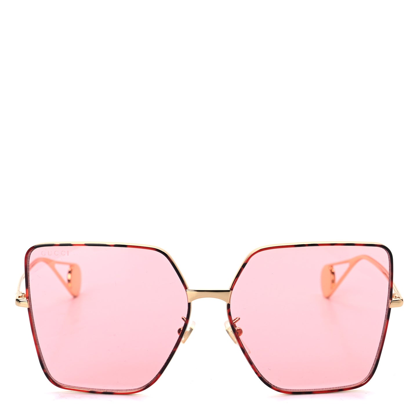 Metal Square Frame Sunglasses GG0436S Gold Pink