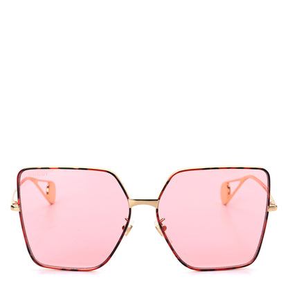 Gucci Metal Square Frame Sunglasses GG0436S Gold Pink 2 of 8