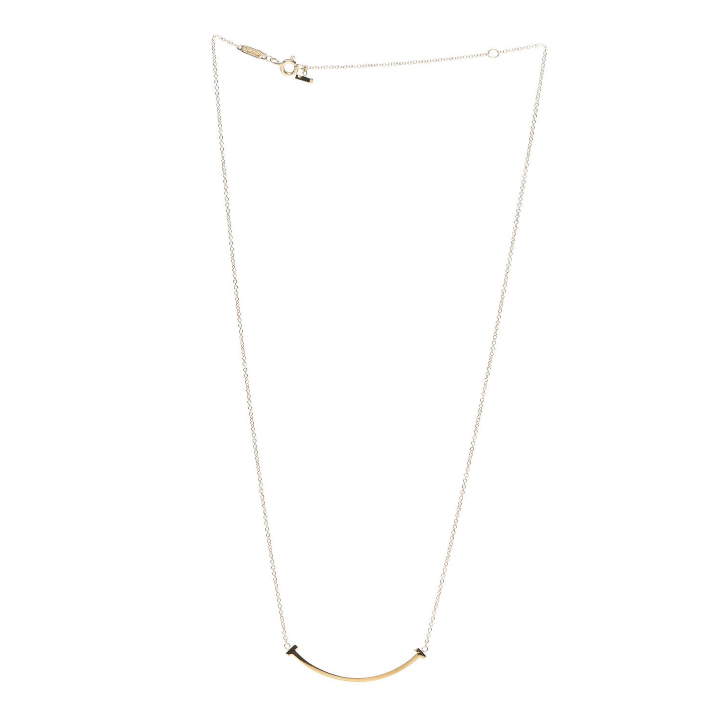 18K Yellow Gold Small T Smile Pendant Necklace