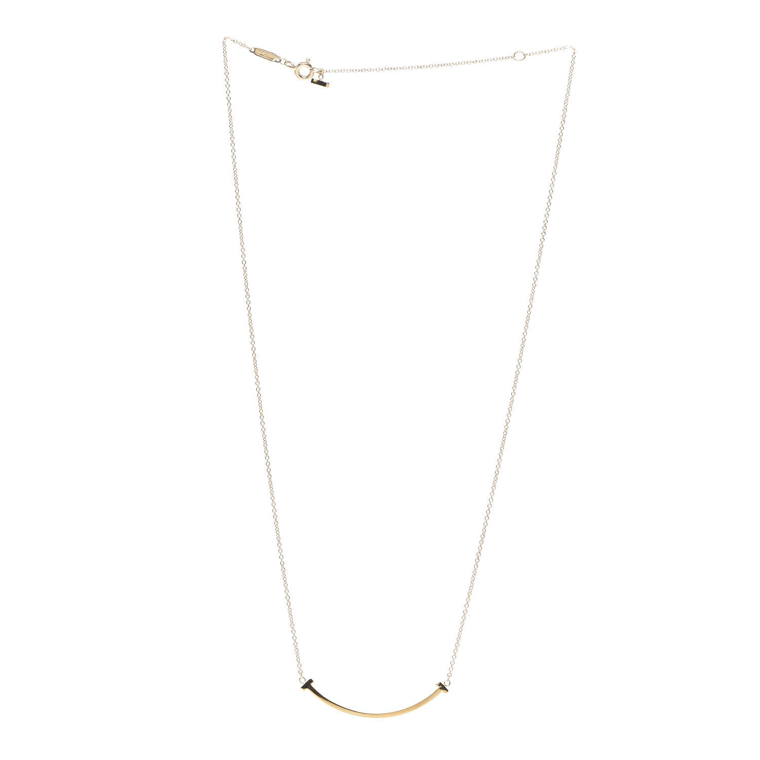 Tiffany 18K Yellow Gold Small T Smile Pendant Necklace 3 of 5