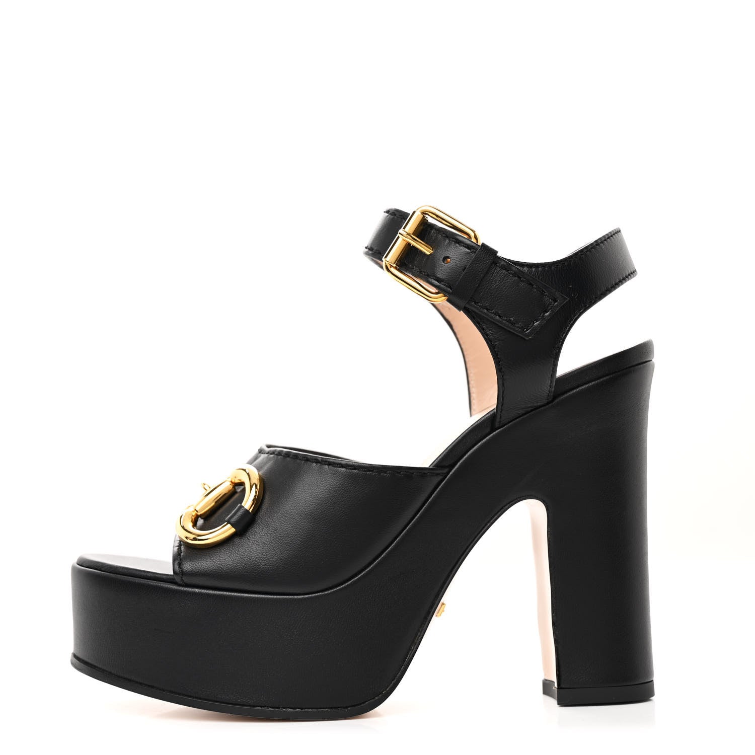 Gucci Nappa Charlotte Horsebit 40/135mm Platform Sandals 35 Black 1 of 14