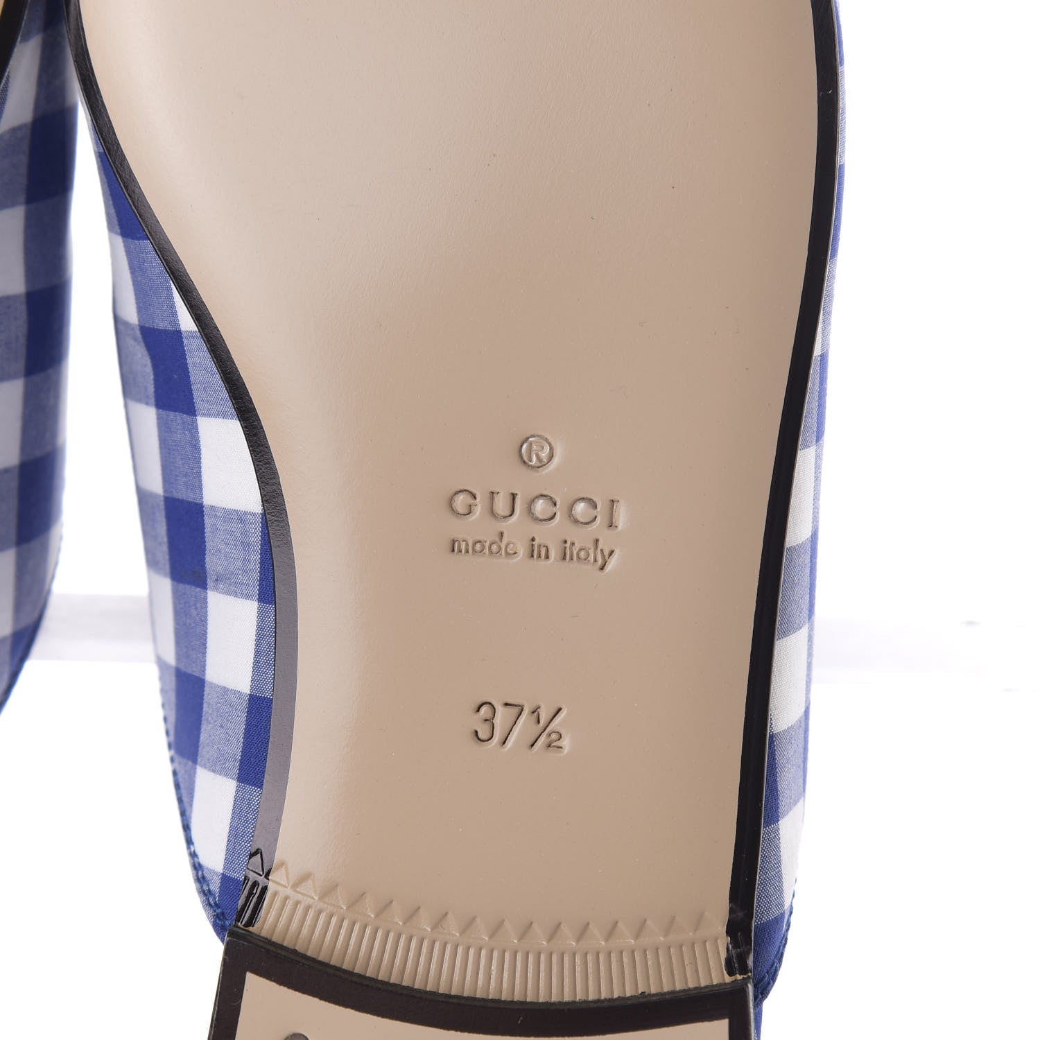 Gucci Cotton Gingham Womens Princetown Slippers 37.5 White Blue 6 of 10