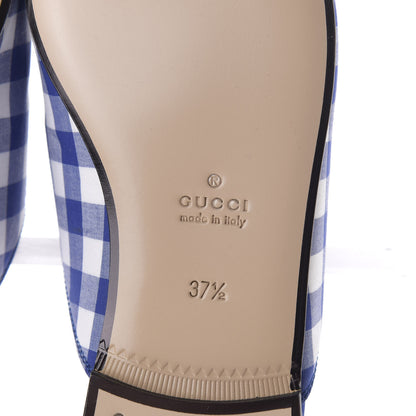 Gucci Cotton Gingham Womens Princetown Slippers 37.5 White Blue 6 of 10