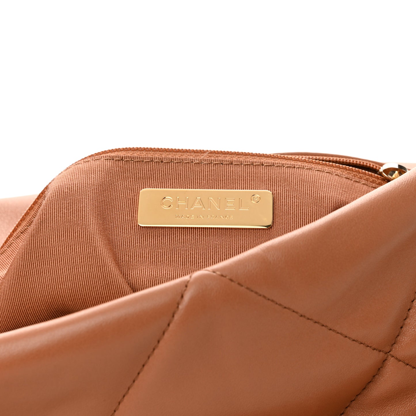 Lambskin Quilted Large Chanel 19 Flap Brown
