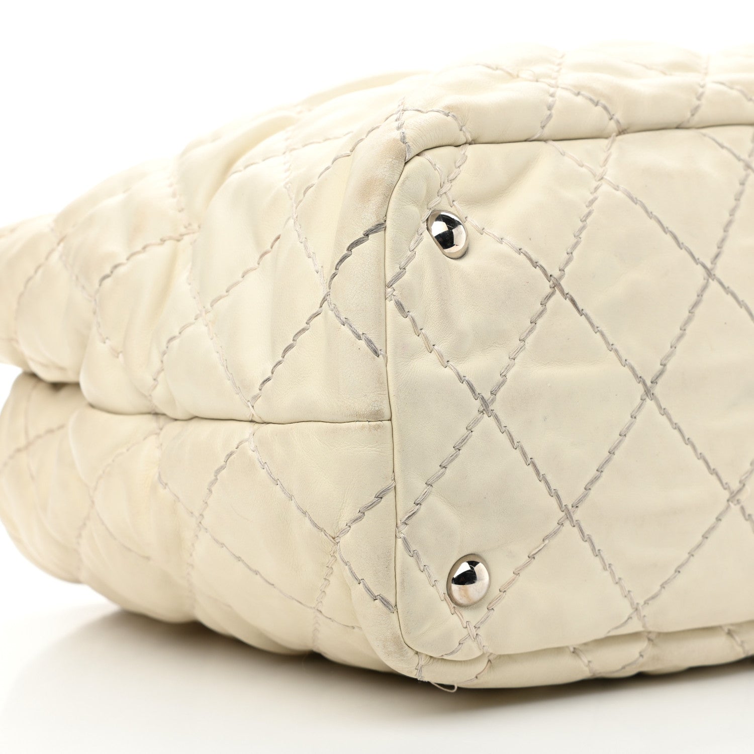 Chanel Calfskin Contrast Stitch Tote Beige 9 of 17