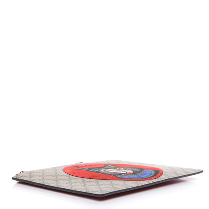 Gucci GG Supreme Monogram Mystic Cat Large Zip Pouch Red 4 of 10