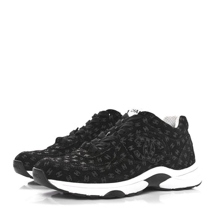 Chanel Suede Calfskin Printed CC Sneakers 37 Black 5 of 16