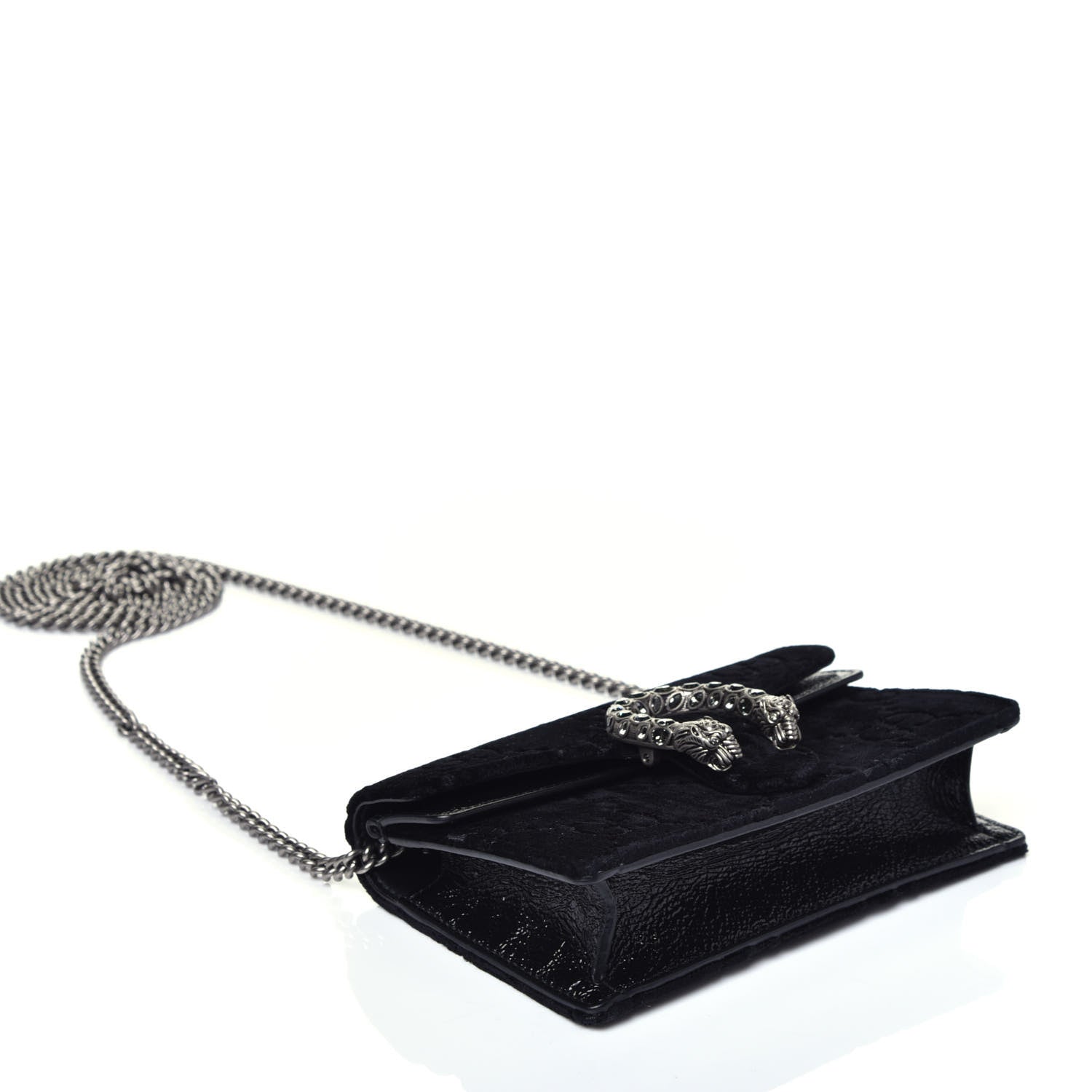 Gucci Velvet GG Monogram Super Mini Dionysus Shoulder Bag Black 4 of 8