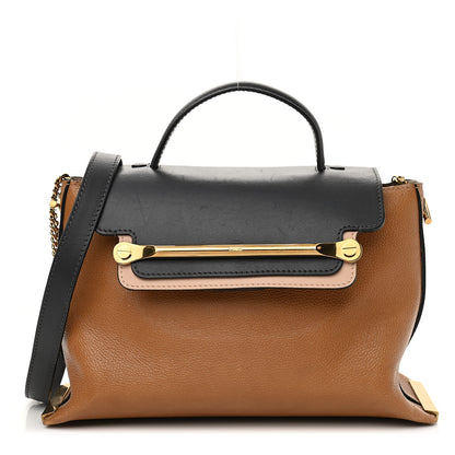 Chloe Calfskin Medium Clare Top Handle Bag Tan Black 1 of 15