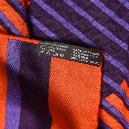 Hermes Cashmere Silk H Au Galop Shawl 140 Vermillon Violet 7 of 7