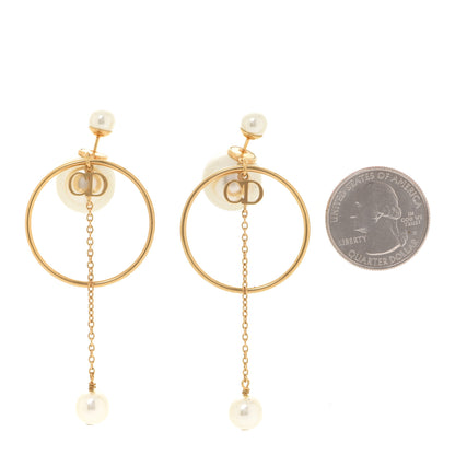 Christian Dior Pearl Tribales Dangle Chain Earrings Gold 2 of 4