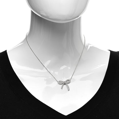 Tiffany Platinum Diamond Bow Pendant Necklace 2 of 5
