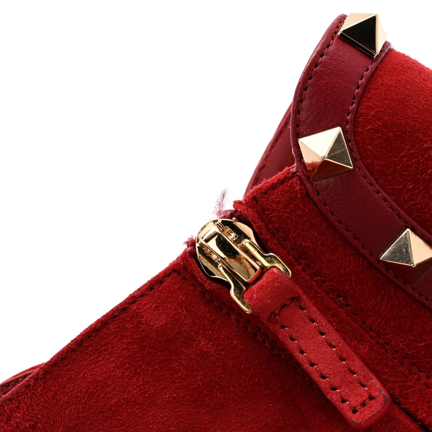 Suede Rockstud 85mm Ankle Booties 39.5 Rubino