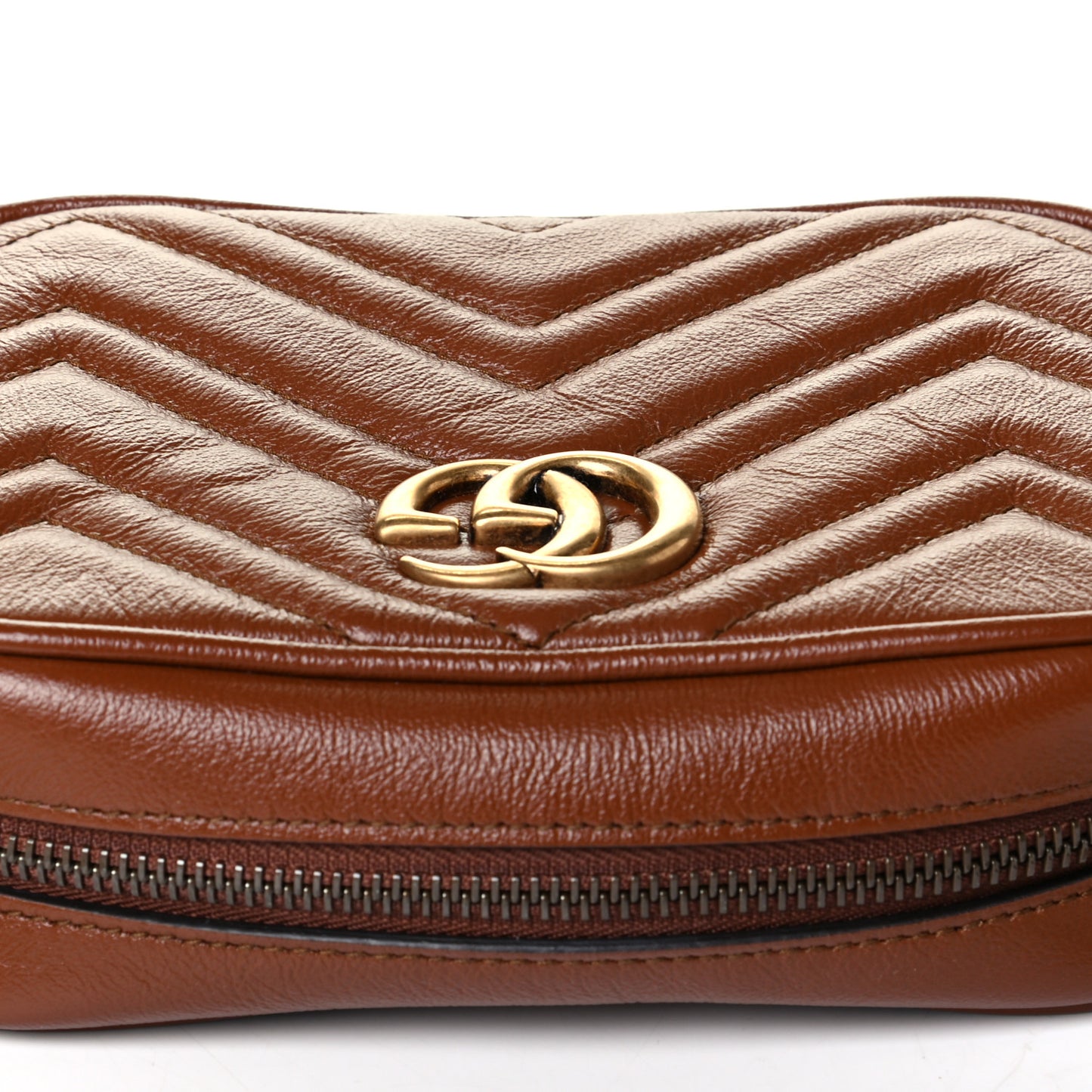 Glazed Calfskin Matelasse Diagonal Mini GG Marmont Chain Shoulder Bag Cuir