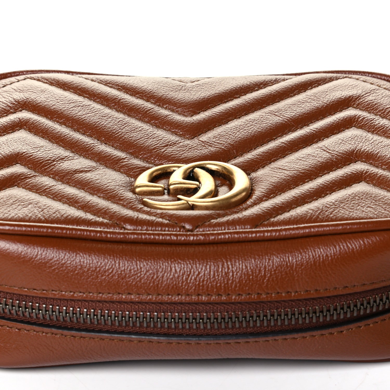 Gucci Glazed Calfskin Matelasse Diagonal Mini GG Marmont Chain Shoulder Bag Cuir 5 of 5