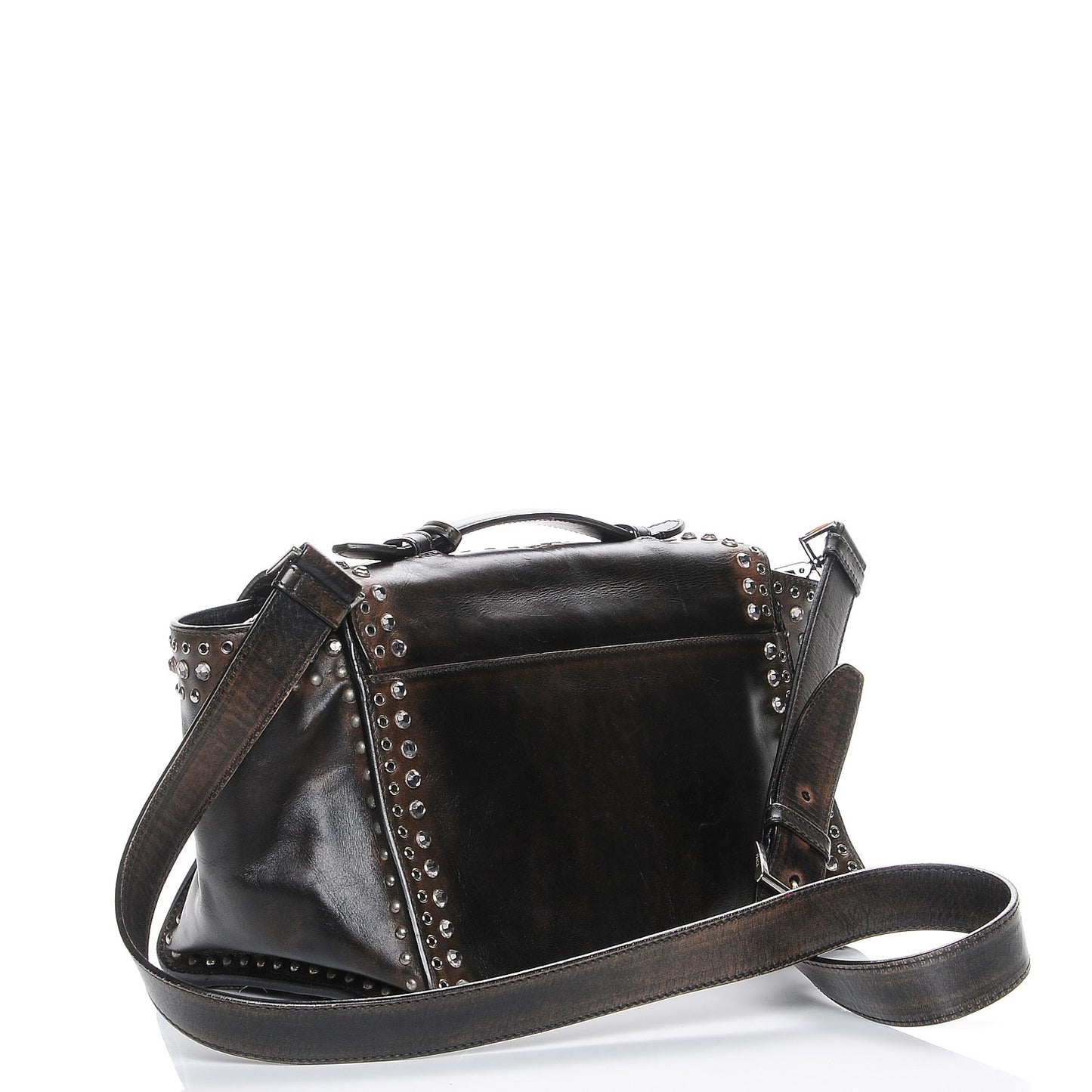 Vitello Vintage Studded Sound Twin Pocket Satchel Ebano