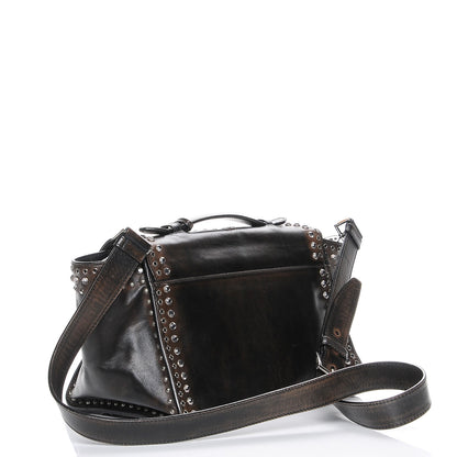 Prada Vitello Vintage Studded Sound Twin Pocket Satchel Ebano 3 of 9