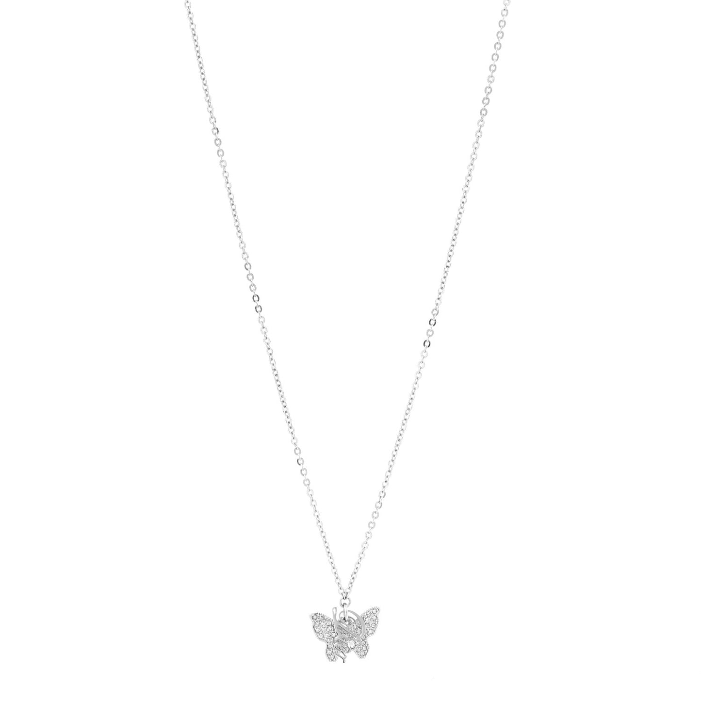 Crystal Butterfly Necklace Silver