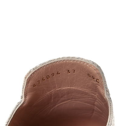Gucci Canvas Lame GG Monogram Womens Princetown Slippers 37 Gardenia Silver 7 of 12