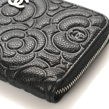 Chanel Caviar Camellia Embossed Large Zip Around Gusset Wallet Black 9 of 9