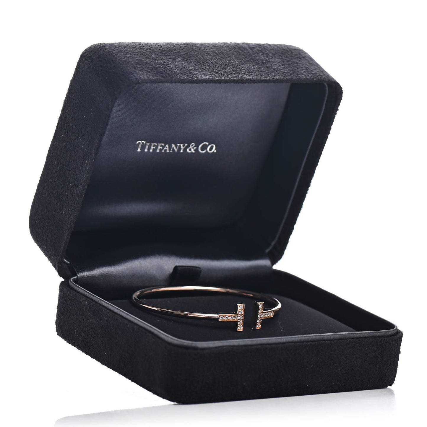 18K Rose Gold Diamond T Wire Bracelet